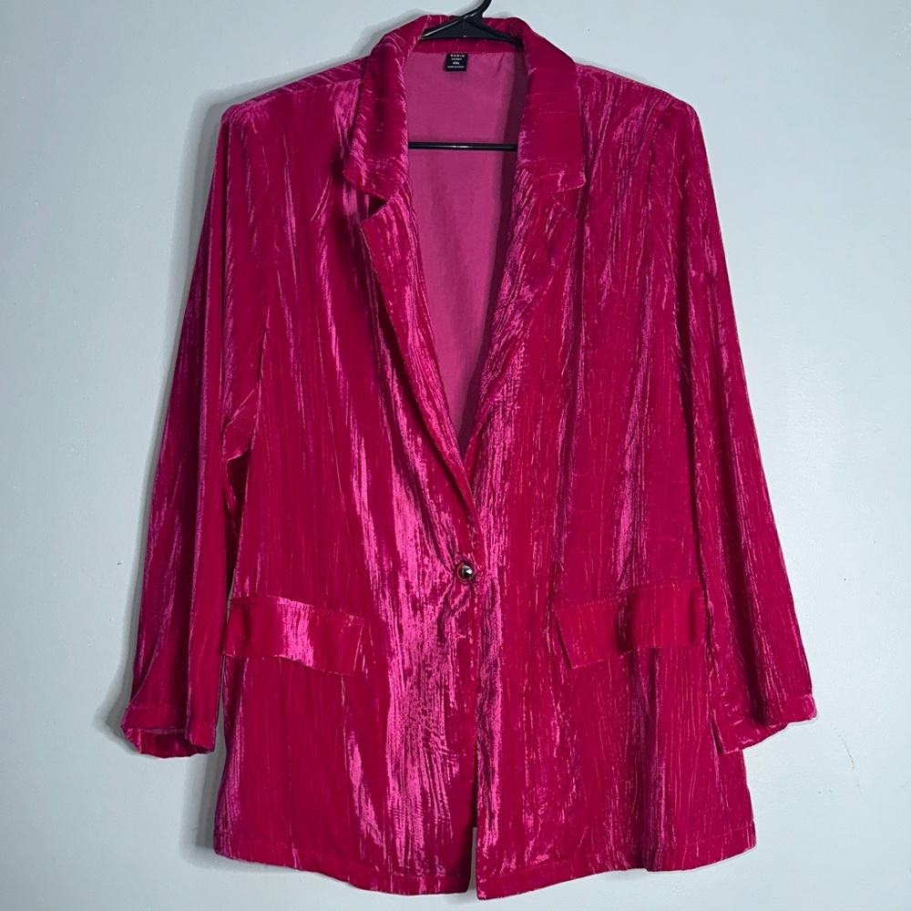 SHEIN Fuchsia Velvet Women's Blazer